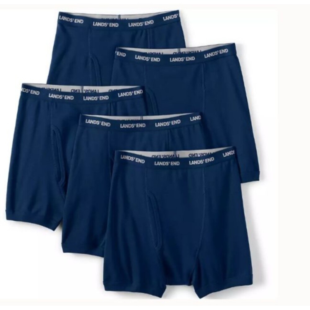 Lands End Boxer Briefs 4XL 4x 4XLT blue Cotton Knit 5 Pack NWT $74.95 underwear